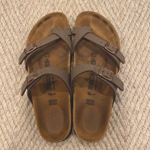 Birkenstock Mayari sandals, “stone” grey leather